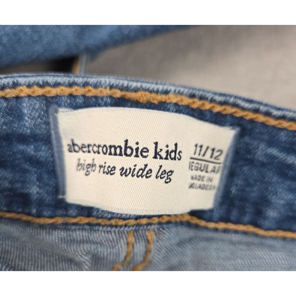 Abercrombie Kids High Rise Wide Leg Jeans Girls 11/12 Belted Stretch Boho - Picture 6 of 8